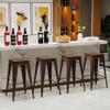 Alunaune 26" Metal Counter Height Bar Stools Set of 4 Backless Stackable Industrial Kitchen Patio Stool Bar Chairs with Wooden Seat-Rusty view 1