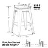 Alunaune 26" Metal Counter Height Bar Stools Set of 4 Backless Stackable Industrial Kitchen Patio Stool Bar Chairs with Wooden Seat-Rusty view 2