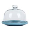 6/8/10 Inch Cake Box, Ceramic Dessert Bread Plate and Glass Lid Home Sandwich Dust Dome Kitchen Fruit Preservation Cover Blue (Color : Blue, Size : 262620CM) view 1