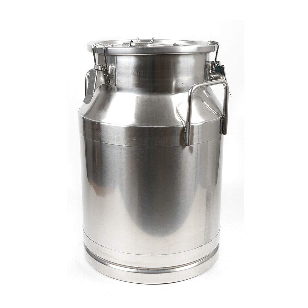 30L 7.9Gal Stainless Steel Milk Can Milk Wine Airtight Storage Canister Transport Can Milk Bucket Liquid Storage Pail Silicone Seal (USA Stock)