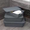 BranQ - Home essential Wicker Basket Set of 3 Size M 10 L, Plastic PP, Charcoal, 28,8x19,7x16,2 cm (LxBxH) view 3