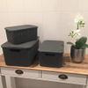 BranQ - Home essential Wicker Basket Set of 3 Size M 10 L, Plastic PP, Charcoal, 28,8x19,7x16,2 cm (LxBxH) view 4