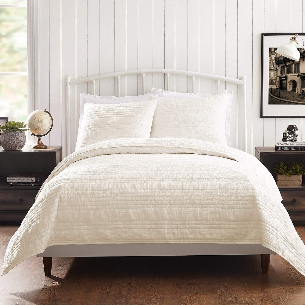 1977 Dry Goods Atmosphere Double Gauze Quilt - Lightweight Breathable All Season Coverlet Bedding - Full/Queen, Ivory