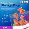 DiRose Quart Bags Pack of 500 1 Quart Reclosable Food Storage Bags Practical and Durable Design Food Safe Non-BPA Material Easy Double Zip Closure Ideal for Food, Snacks, Organizing view 3