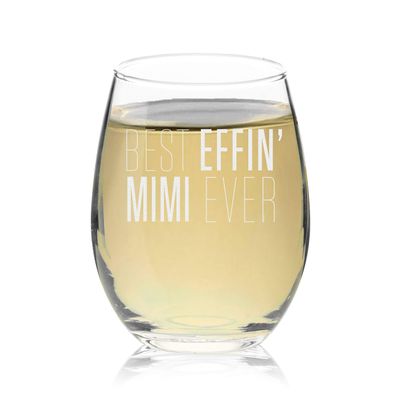 Veracco Stemless Wine Glass Best Effin' Mimi Ever (Clear, Glass)