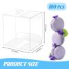 Newbested 100 Pack Clear Plastic Macaron Boxes,Transparent Chocolate Candy Cookies Malt Balls Mini Gift Packing Boxes for Valentine's Day Wedding Party Baby Shower Display(2.17" x 2.17" x 1.38") view 2