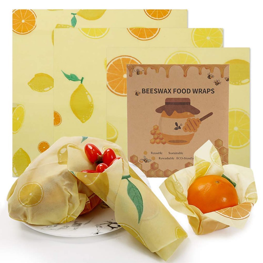 Beeswax Food Wrap,3 Pack Reusable Beeswax Wraps - Eco Friendly, Sustainable, Zero Waste, Plastic Free Bread Keeper & Food Storage with 1 Small, 1 Medium, 1 Large