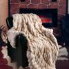 BATTILO HOME Ruched Luxurious Soft Beige Faux Fur Throw Blanket Fuzzy Plush Elegant with Reversible Mink Blanket for Sofa,Chair, Couch, Living Room, Home Decorative Blanket Tie dye (Beige, 50"x60") view 2