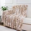 BATTILO HOME Ruched Luxurious Soft Beige Faux Fur Throw Blanket Fuzzy Plush Elegant with Reversible Mink Blanket for Sofa,Chair, Couch, Living Room, Home Decorative Blanket Tie dye (Beige, 50"x60") view 3