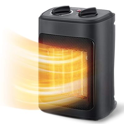 Space Heater, 1500W Electric Heaters Indoor Portable with Thermostat, PTC Fast Heating Ceramic Room Small Heater with Heating and Fan Modes for Bedroom, Office and Indoor Use