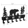 Suwimut Coat Rack Wall Mount, Black Metal Bear Coat Hook Key Holder for Hanging, Decorative Animal Theme Cabin Coat Hanger with 6 Hooks for Towel, Clothes, Hat, Bathroom, Entryway, Bedroom view 2