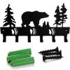 Suwimut Coat Rack Wall Mount, Black Metal Bear Coat Hook Key Holder for Hanging, Decorative Animal Theme Cabin Coat Hanger with 6 Hooks for Towel, Clothes, Hat, Bathroom, Entryway, Bedroom view 3
