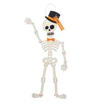 Mud Pie Skeleton Halloween Door Hanger, 65", White (40060032T)