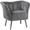 Acme Reese Velvet Tufted Upholstery Accent Chair in Gray and Gold view 1
