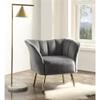 Acme Reese Velvet Tufted Upholstery Accent Chair in Gray and Gold view 2