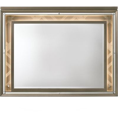 Acme Skylar Mirror with LED in LED and Dark Champagne