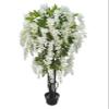 AMERIQUE 6 Feet Gorgeous and Dense Blooming Wisteria Artificial Tree, Cream White, Pre-Potted with Nursery Pot, Real Touch Tech., Green and White view 1