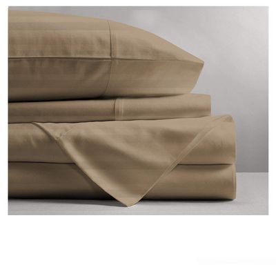 800 Thread Count- 5Pcs Split Sheets Set Taupe Stripe 100% Cotton Bed Sheets, Split California King Sheets Sets for Adjustable Beds, Split Fitted Sheet, Fits Mattress Upto 15" Deep Pockets