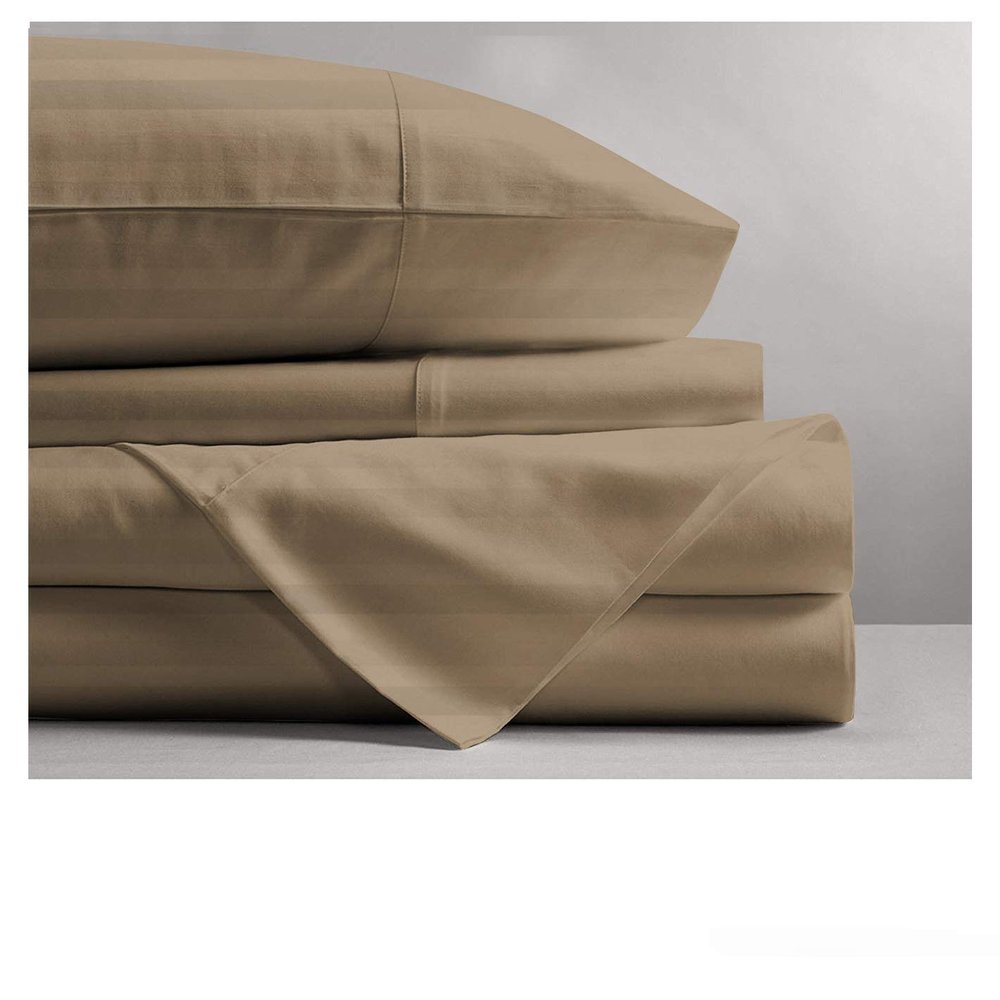800 Thread Count- 5Pcs Split Sheets Set Taupe Stripe 100% Cotton Bed Sheets, Split California King Sheets Sets for Adjustable Beds, Split Fitted Sheet, Fits Mattress Upto 15" Deep Pockets