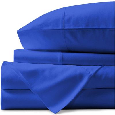 800 Thread Count- 5Pcs Split Sheets Set Royal Blue 100% Cotton Bed Sheets, Split California King Sheets Sets for Adjustable Beds, Split Fitted Sheet, Fits Mattress Upto 15" Deep Pockets