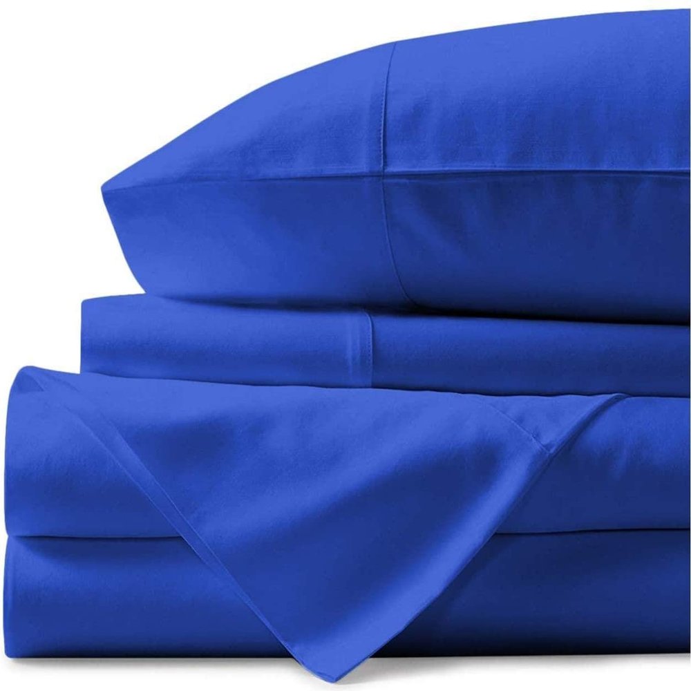 800 Thread Count- 5Pcs Split Sheets Set Royal Blue 100% Cotton Bed Sheets, Split California King Sheets Sets for Adjustable Beds, Split Fitted Sheet, Fits Mattress Upto 15" Deep Pockets
