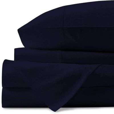 800 Thread Count- 5Pcs Split Sheets Set Navy Blue 100% Cotton Bed Sheets, Split King Sheets Sets for Adjustable Beds, Split Fitted Sheet, Fits Mattress Upto 15" Deep Pockets