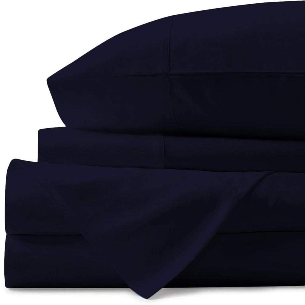 800 Thread Count- 5Pcs Split Sheets Set Navy Blue 100% Cotton Bed Sheets, Split King Sheets Sets for Adjustable Beds, Split Fitted Sheet, Fits Mattress Upto 15" Deep Pockets