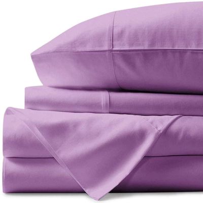 800 Thread Count- 5Pcs Split Sheets Set Lilac 100% Cotton Bed Sheets, Split King Sheets Sets for Adjustable Beds, Split Fitted Sheet, Fits Mattress Upto 15" Deep Pockets