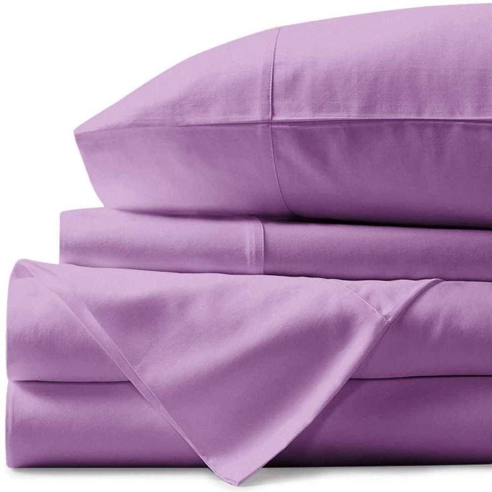 800 Thread Count- 5Pcs Split Sheets Set Lilac 100% Cotton Bed Sheets, Split King Sheets Sets for Adjustable Beds, Split Fitted Sheet, Fits Mattress Upto 15" Deep Pockets