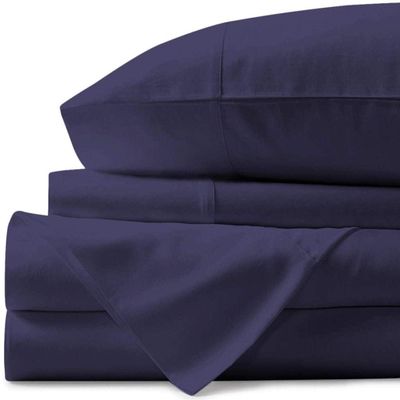 800 Thread Count- 5Pcs Split Sheets Set Plum 100% Cotton Bed Sheets, Split King Sheets Sets for Adjustable Beds, Split Fitted Sheet, Fits Mattress Upto 15" Deep Pockets