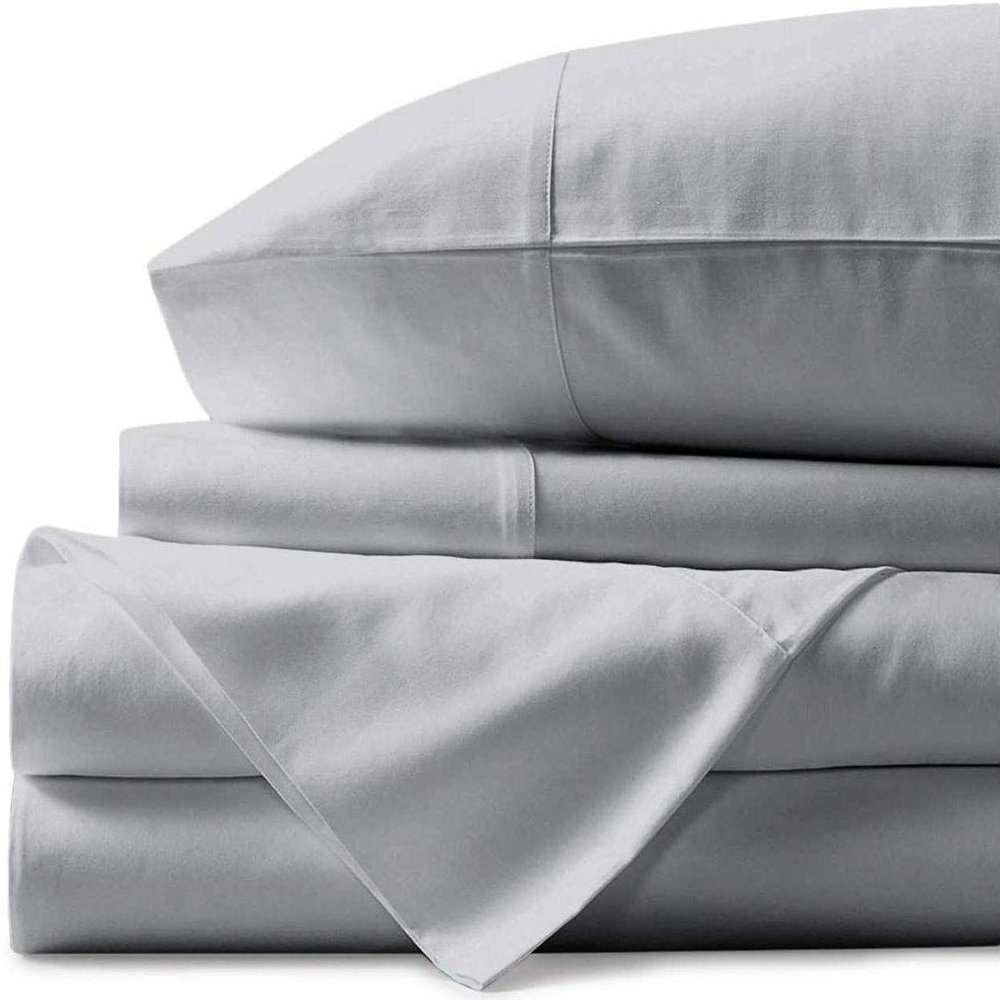 800 Thread Count- 5Pcs Split Sheets Set Silver 100% Cotton Bed Sheets, Split King Sheets Sets for Adjustable Beds, Split Fitted Sheet, Fits Mattress Upto 15" Deep Pockets