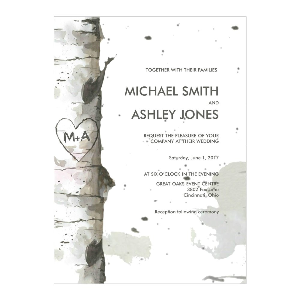 ajinvites Wedding Invitations Rustic Country Engraved Heart in Tree Wedding Invitations with RSVP Option Quantity of 50