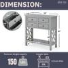 Alaterre Furniture Coventry 32" Wood Entryway Console Table with 4 Drawers and Open Shelf  Narrow Accent Table with Side Cut-Out Detail for Hallway, Living Room, or Apartment (Gray) view 3