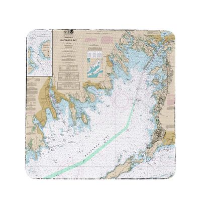 Betsy Drake Buzzards Bay, MA Nautical Map Coaster Set of 4