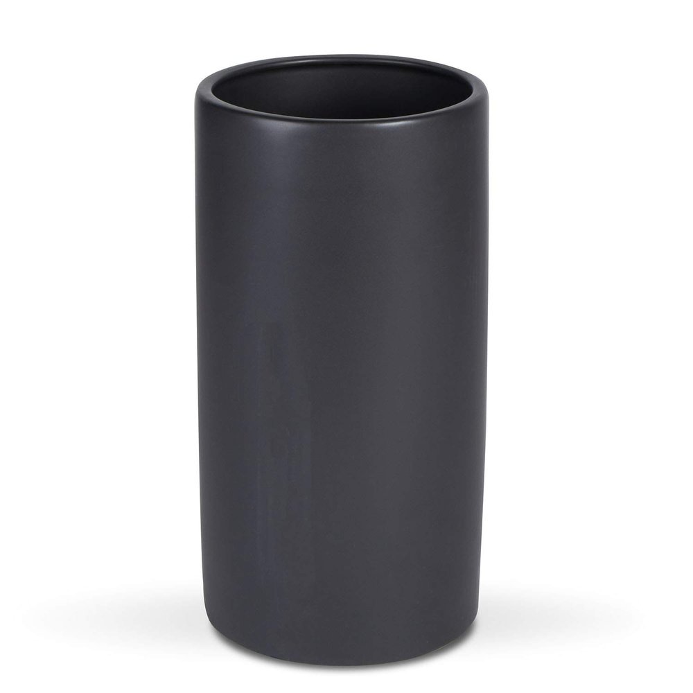 Black Ceramic Round Planter 12" H x 6" W 6" L - Cylinder Vase Basic Ceramic Cylinder Decorative Pot, Tall