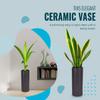 Black Ceramic Round Planter 12" H x 6" W 6" L - Cylinder Vase Basic Ceramic Cylinder Decorative Pot, Tall view 3