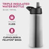 FineDine Triple Walled, Insulated Water Bottles with Straw - 25 Oz Stainless Steel Metal Bottle W/ 3 Leak Proof Lids - For Travel, School, Sports, Gym / Men, Women & Kids - Brushed Stainless Steel view 2