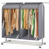 MISSLO 43" Hanging Garment Bags for Hanging Clothes Fully Enclosed Coat Bags for Closet Storage Clothes Cover with Large Clear Window and 3 Zippers (Rack not included), 2 Packs view 1