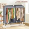 MISSLO 43" Hanging Garment Bags for Hanging Clothes Fully Enclosed Coat Bags for Closet Storage Clothes Cover with Large Clear Window and 3 Zippers (Rack not included), 2 Packs view 2