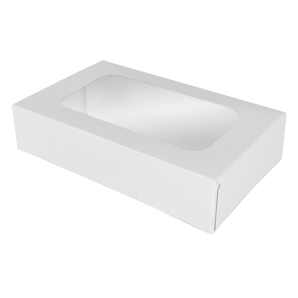 O'CREME Rectangular Window Pie Box 8.5 Inch x 5.5 Inch x 2 Inch High - 5 Pieces White