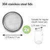 2 Pack Seed Sprouting Jar Lids | For 2.75" Regular Mouth Mason Jars | Fresh Sprouts at Home | Strainer Screen for Canning Jars | 304 Stainless Steel Lid for Growing Broccoli, Alfalfa, Beans & More view 2