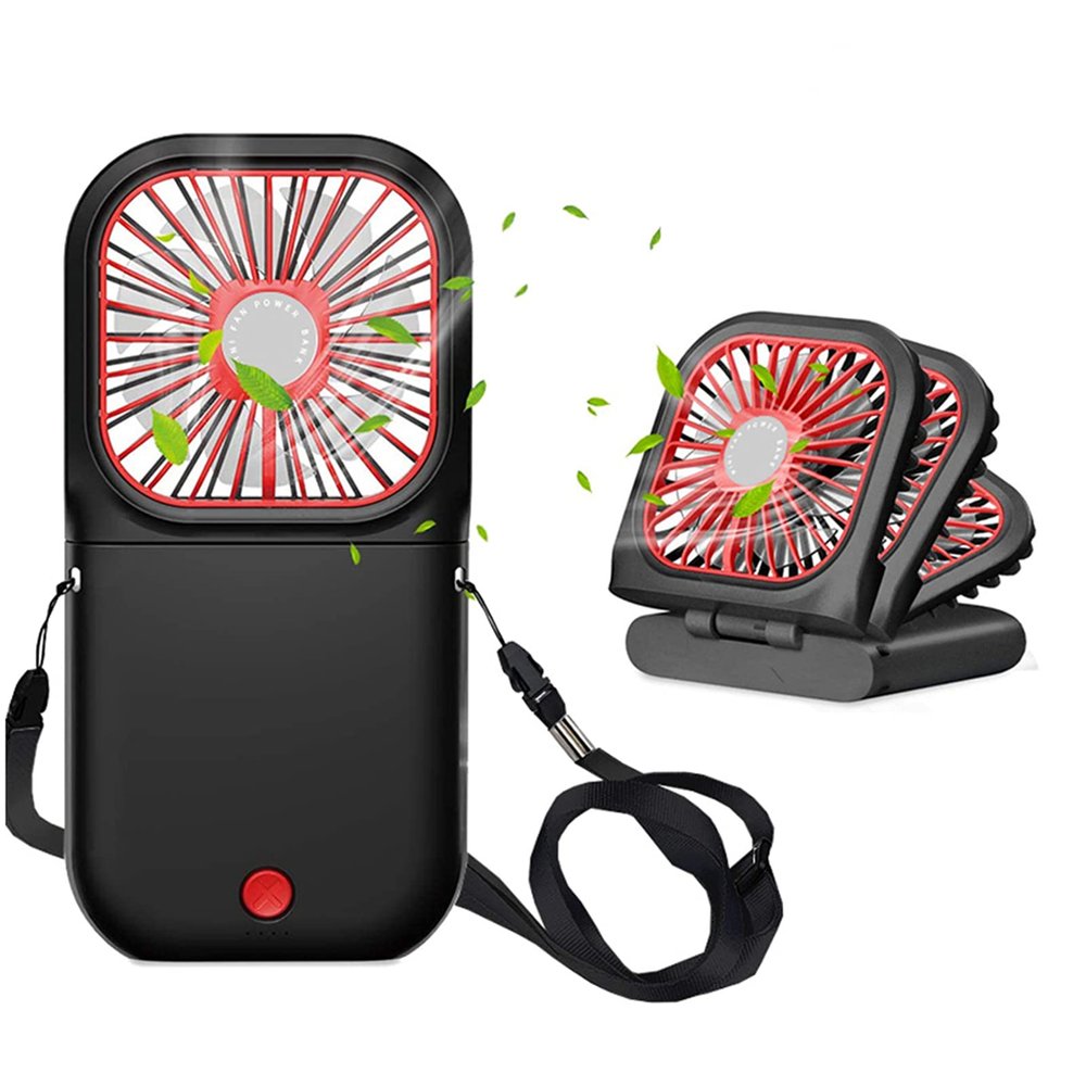 Allxin Portable Neck Fan Mini Quiet Handheld Personal 0-180 Foldable USB Rechargeable Fan Operated for Home Office Outdoor Travel, 3000mAh Power Bank Hands Free Necklace Fans