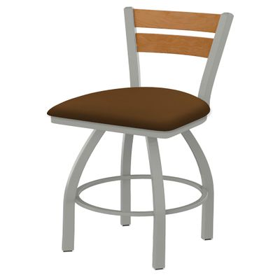 832 Thor 36" Swivel Counter Stool with Anodized Nickel Finish, 2 Piece Medium Wood Back, and Canter Thatch Seat