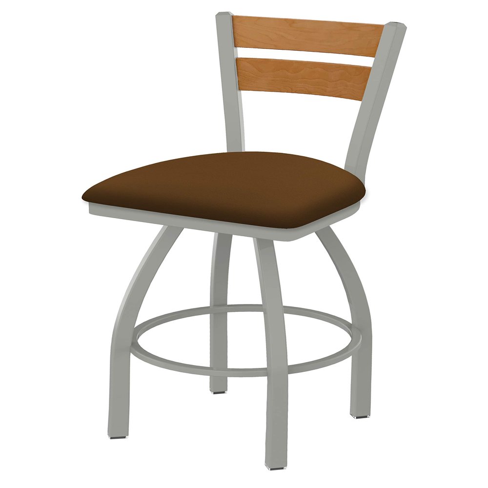 832 Thor 36" Swivel Counter Stool with Anodized Nickel Finish, 2 Piece Medium Wood Back, and Canter Thatch Seat