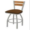 832 Thor 36" Swivel Counter Stool with Anodized Nickel Finish, 2 Piece Medium Wood Back, and Canter Thatch Seat view 1