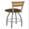 832 Thor 36" Swivel Counter Stool with Anodized Nickel Finish, 2 Piece Medium Wood Back, and Canter Thatch Seat view 3