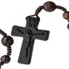 IHM Imports Sine Cera Jujube Wood 5 Decade Catholic Rosary, Double-sided Laser Engraved Centerpiece, 16.5" Length with 8/10mm Carved Rose Beads view 2