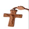 IHM Imports Sine Cera Light Jujube Wood 5 Decade Catholic Rosary, Double-sided Laser Engraved Centerpiece, Cross Shaped Our Father Beads and Smooth 8mm Beads view 2