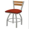 832 Thor 25" Swivel Counter Stool with Anodized Nickel Finish, 2 Piece Medium Wood Back, and Graph Poppy Seat view 1