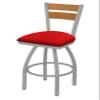 832 Thor 25" Swivel Counter Stool with Anodized Nickel Finish, 2 Piece Medium Wood Back, and Canter Red Seat view 1